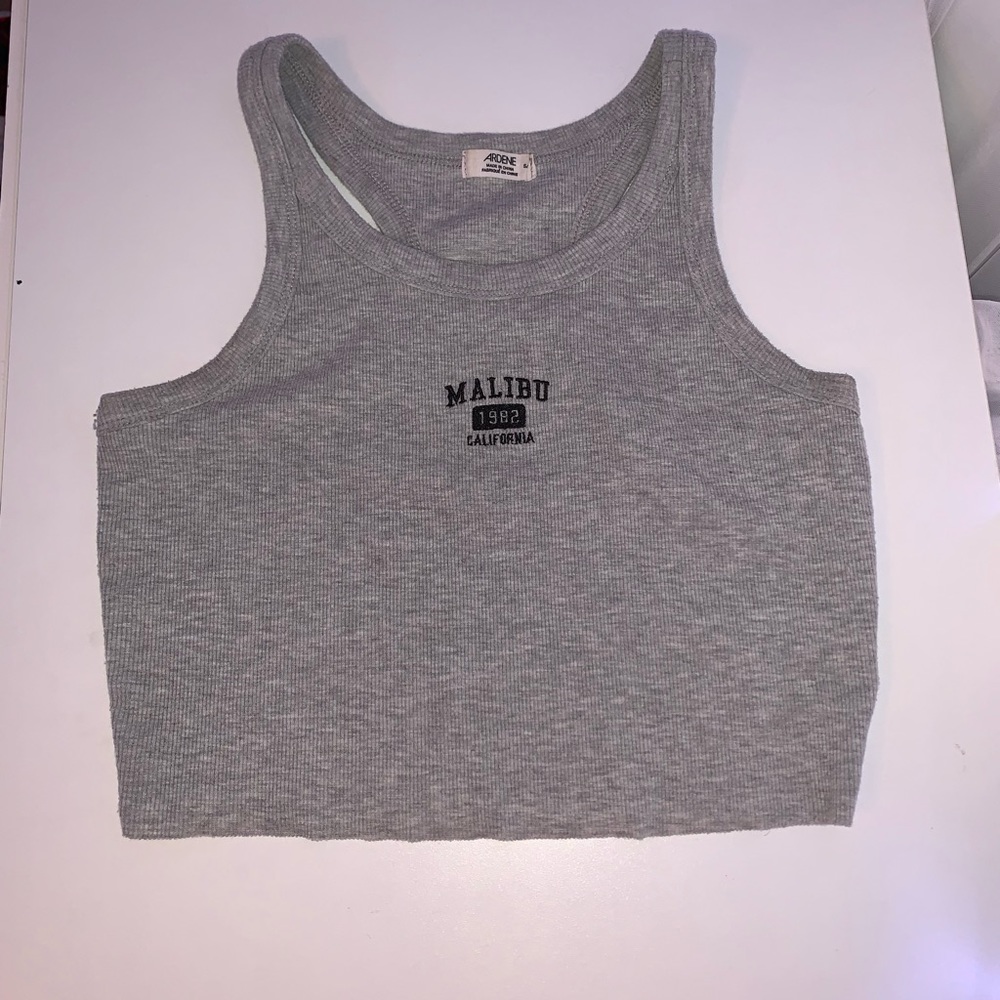 Grey cropped tank top. size small.